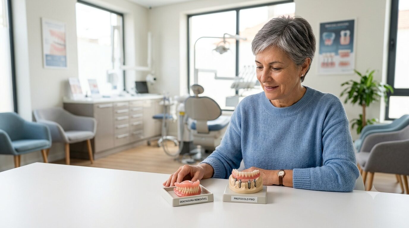 Featured image for “Protocolo dentário ou dentadura: qual a diferença e qual vale mais a pena?”